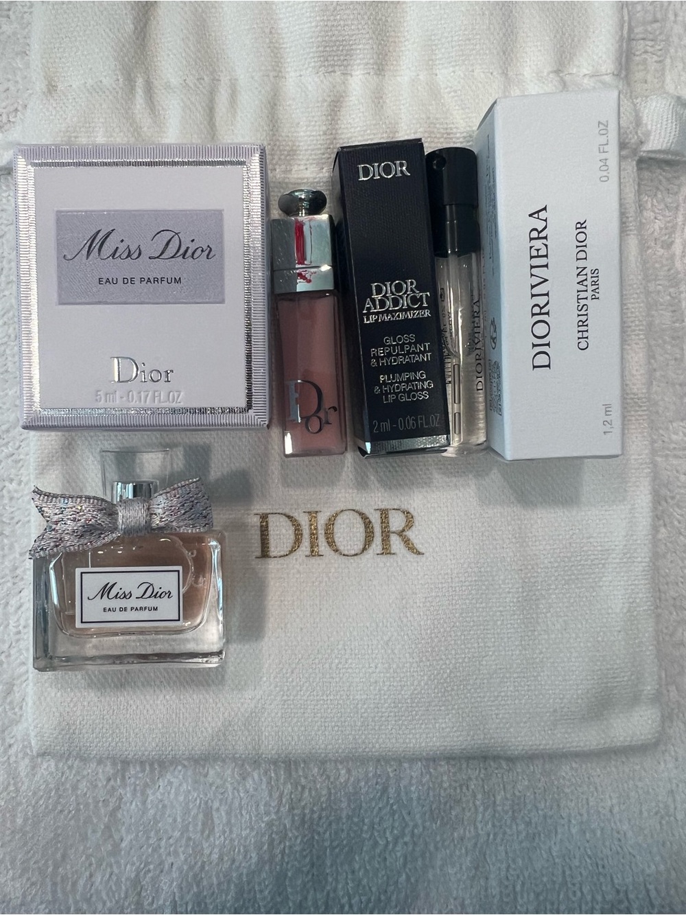 Dior Mini Fragrance, Lip Gloss, Diorivere Eau de Parfum & Dior Pouch